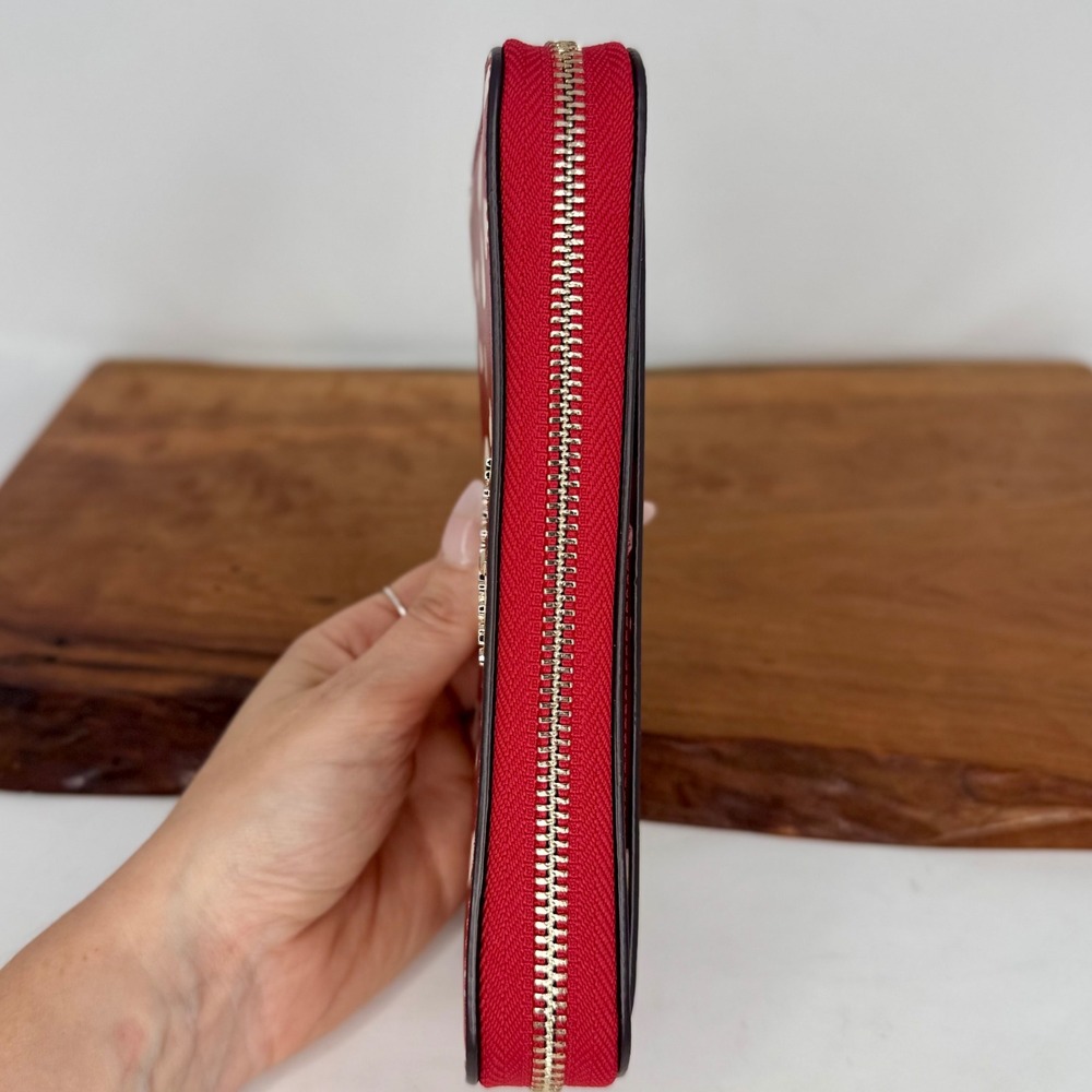Kate Spade New York Staci Heart Large Continental Wallet Red White Zip Around - Picture 8 of 11